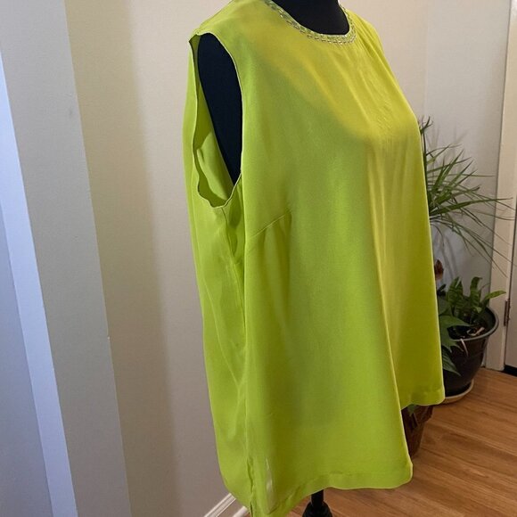 Liz & Me Chartreuse Lined Sleeveless Top, Size 1X - Picture 3 of 7